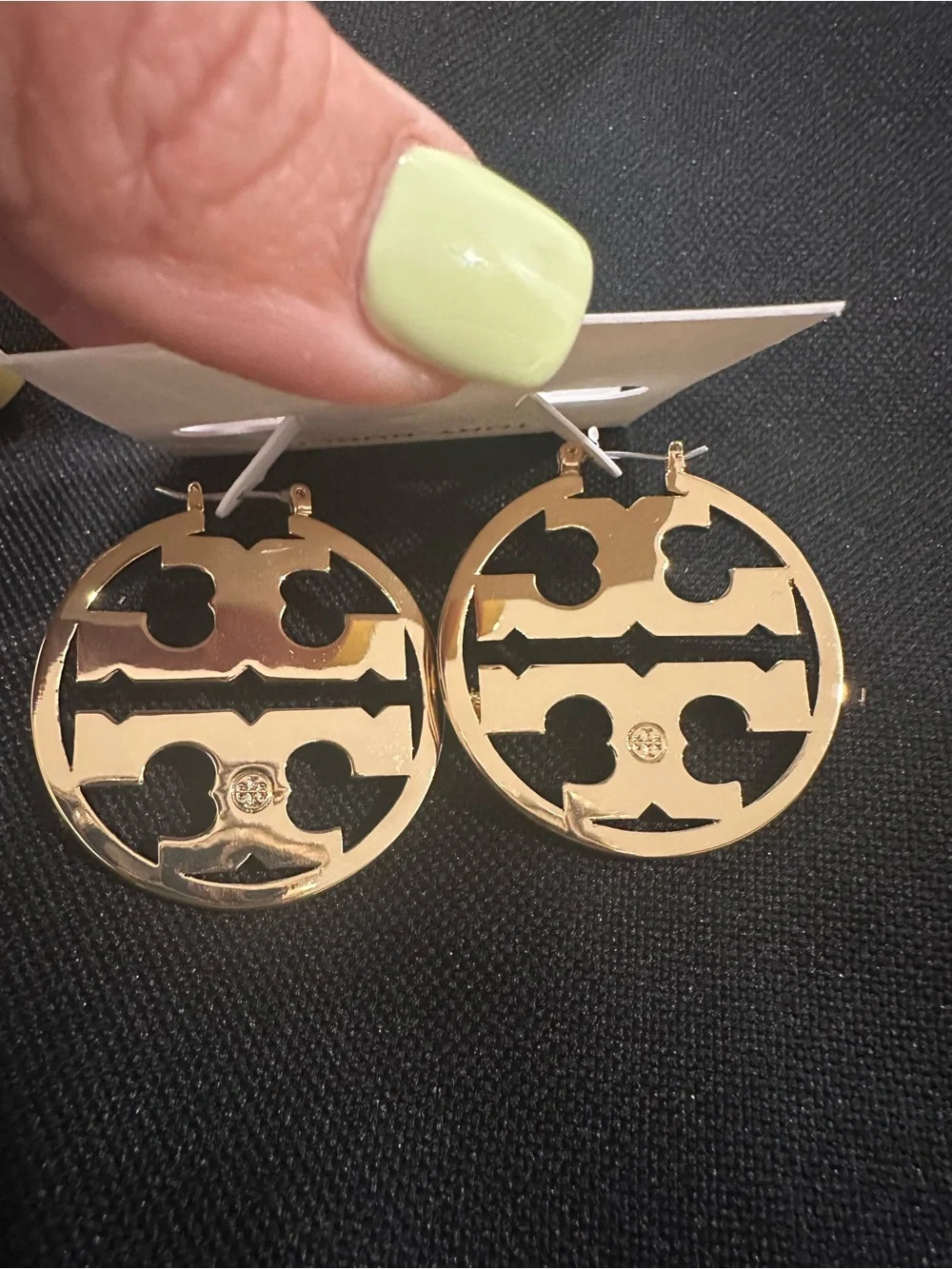 Tory Burch Gold Logo Cutout Hoop Earrings